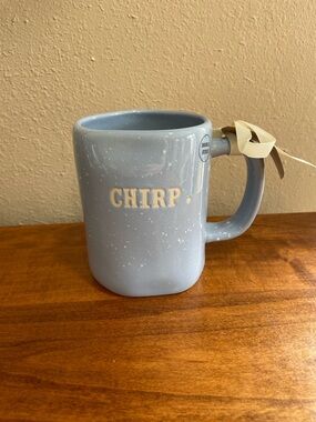NEW Rae Dunn CHIRP Blue Speckled Ceramic Mug